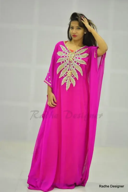 Picture of Radhe Designer Black Georgette Kaftan Dress for Women - Y598