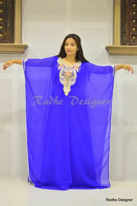 Picture of Black Georgette Kaftan Dress for Women - Look 7082