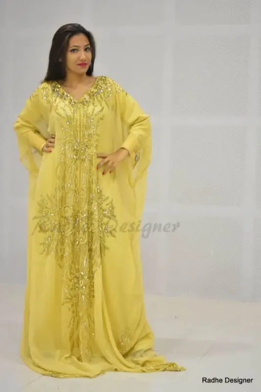 Picture of Radhe Designer White Georgette Kaftan Dress for Women - Y790