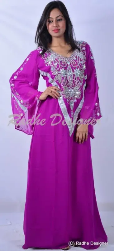 Picture of Radhe Designer White Georgette Kaftan Dress for Women - Y892