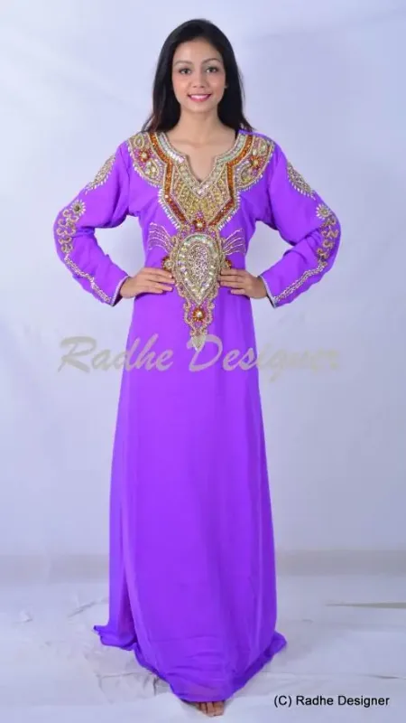 Picture of Radhe Designer Purple Georgette Kaftan Dress for Women - Y942