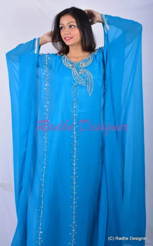 Picture of Radhe Designer Black Georgette Kaftan Dress for Women - Y921
