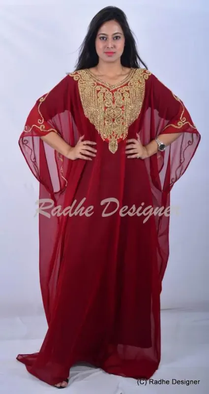 Picture of Radhe Designer White Georgette Kaftan Dress for Women - Y807
