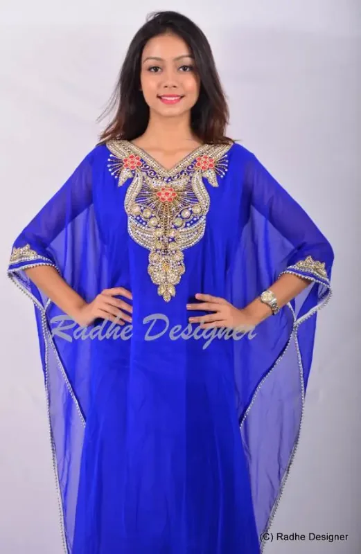Picture of Radhe Designer White Georgette Kaftan Dress for Women - Y722