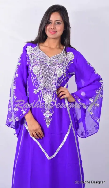 Picture of Radhe Designer White Georgette Kaftan Dress for Women - Y1062