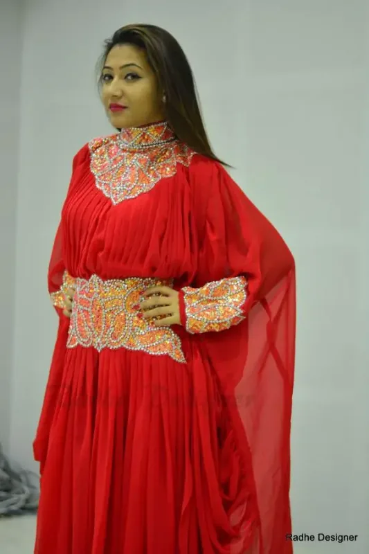 Picture of Radhe Designer Yellow Georgette Kaftan Dress for Women - Y595