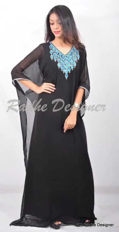 Picture of Radhe Designer Yellow Georgette Kaftan Dress for Women - Y204