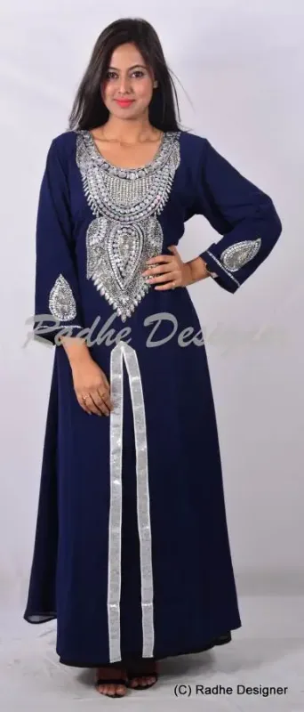 Picture of Radhe Designer Yellow Georgette Kaftan Dress for Women - Y833