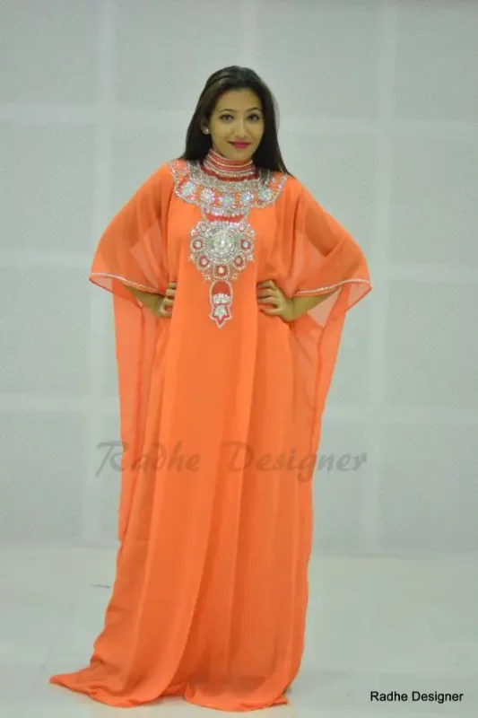 Picture of Black Georgette Kaftan Dress for Women - Look 7122