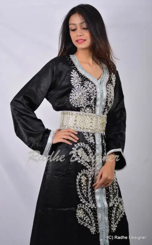 Picture of Radhe Designer Black Georgette Kaftan Dress for Women - Y628
