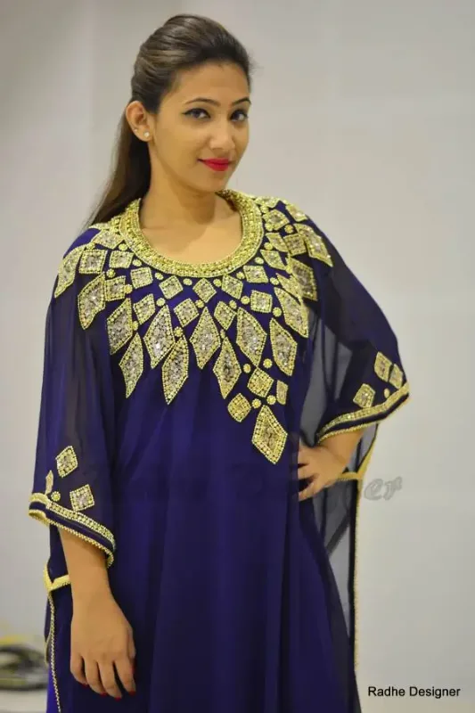 Picture of Radhe Designer Yellow Georgette Kaftan Dress for Women - Y425