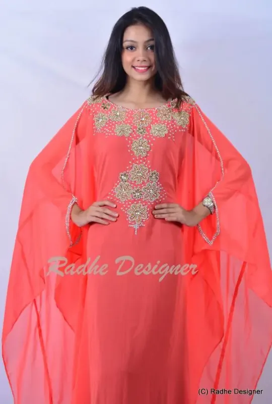 Picture of Radhe Designer Black Georgette Kaftan Dress for Women - Y849