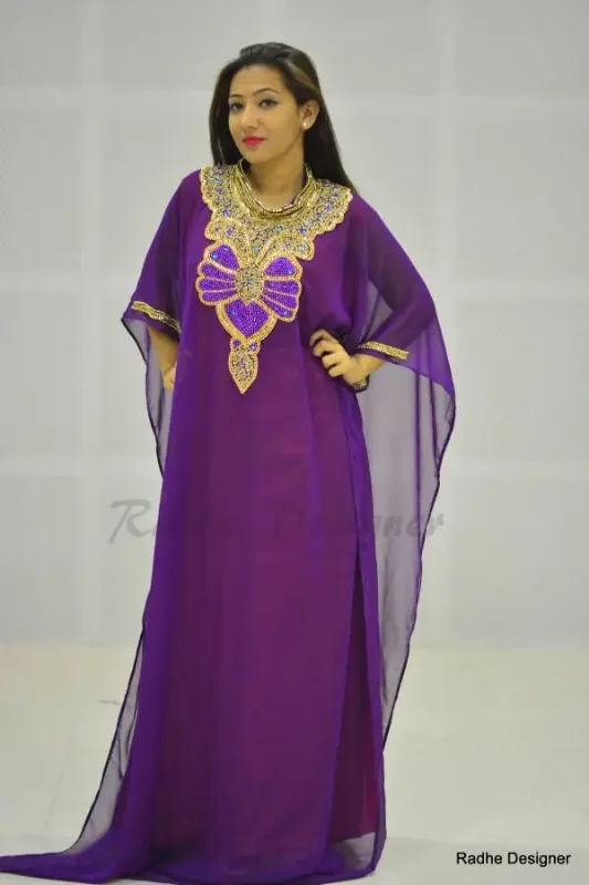 Picture of Radhe Designer Purple Georgette Kaftan Dress for Women - Y602