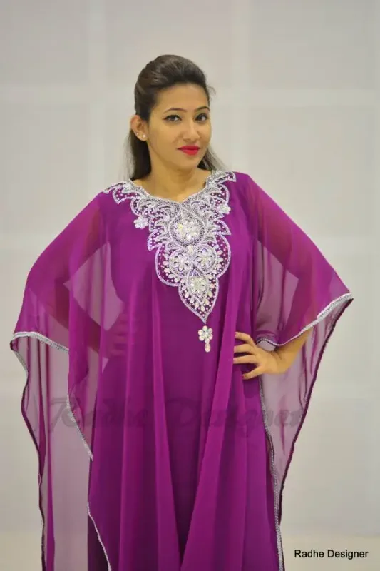 Picture of Radhe Designer Yellow Georgette Kaftan Dress for Women - Y459