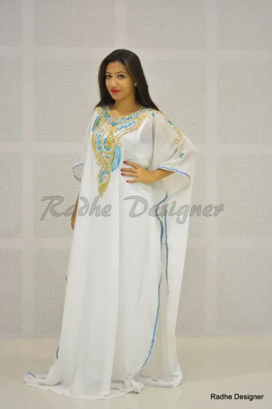 Picture of Radhe Designer Yellow Georgette Kaftan Dress for Women - Y391