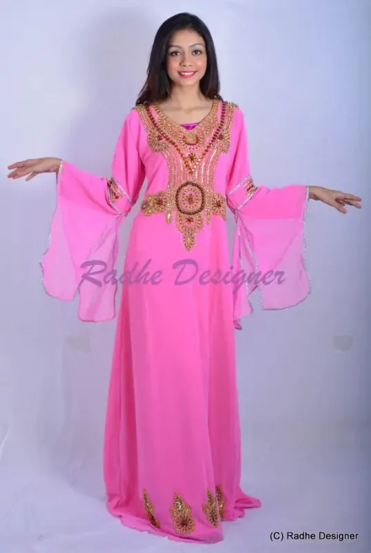 Picture of White Georgette Kaftan Dress for Women - Look 7174