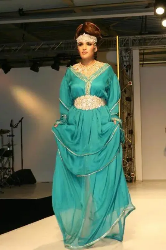 Picture of White Silk Kaftan Dress for Women - Look 7205