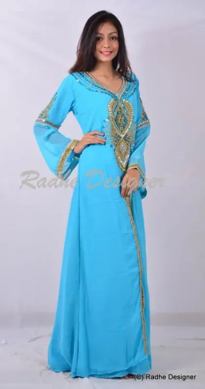 Picture of Radhe Designer White Georgette Kaftan Dress for Women - Y920