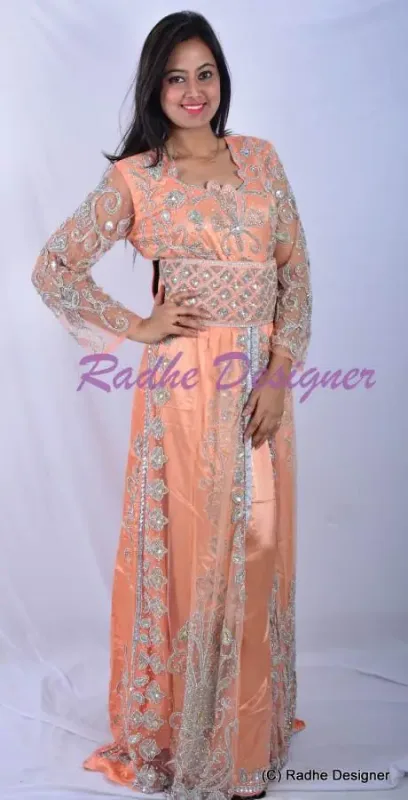 Picture of Radhe Designer Black Chiffon Kaftan Dress for Women - Y1087
