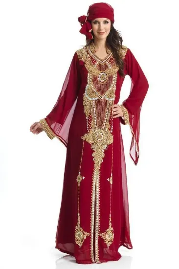 Picture of fancy evening wear caftan for arabian ladies with simpl