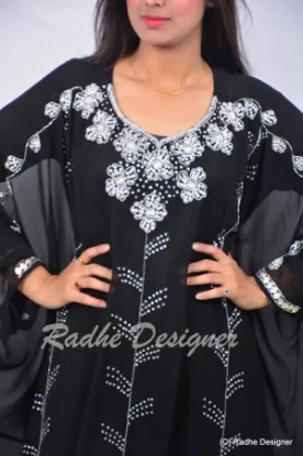 Picture of fancy georgette dubai kaftan abaya jalabiya jilbab