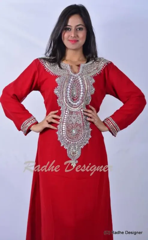 Picture of Radhe Designer Pink Cotton Kaftan Dress for Women - Y871