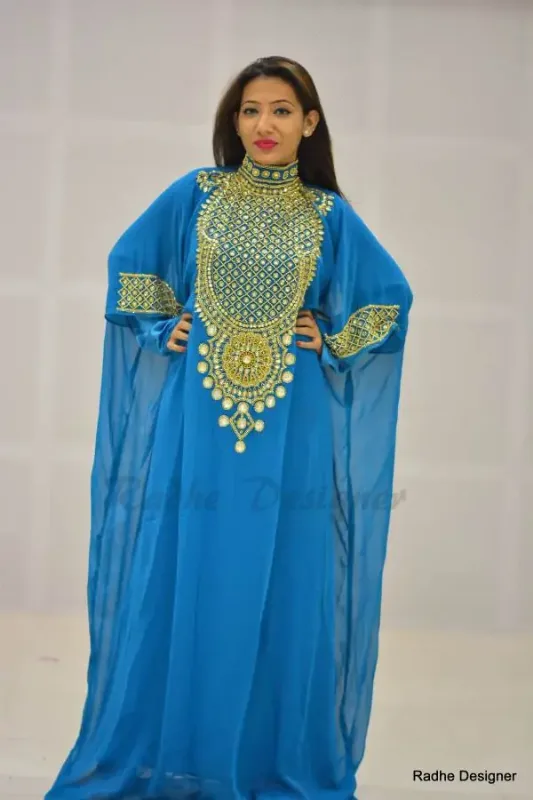 Picture of Radhe Designer White Georgette Kaftan Dress for Women - Y1005