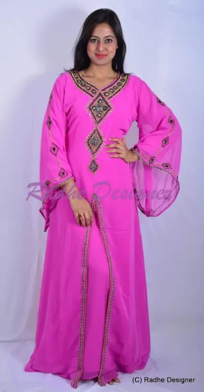 Picture of Multi Color Georgette Kaftan Dress for Women - Look 7258