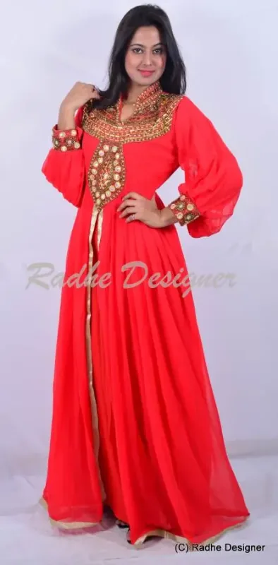 Picture of Radhe Designer Multicolor Georgette Kaftan Dress for Women - Y778