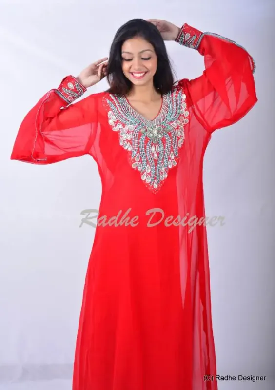 Picture of Radhe Designer Multicolor Georgette Kaftan Dress for Women - Y1000