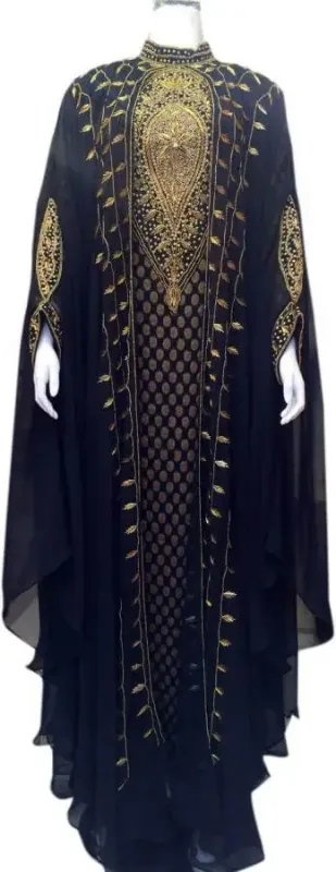 Picture of Radhe Designer Black Georgette Kaftan Dress for Women - F1777