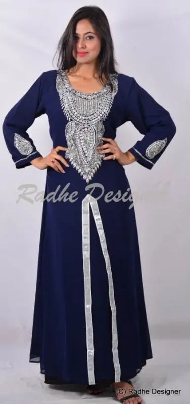 Picture of Radhe Designer Black Georgette Kaftan Dress for Women - Y836