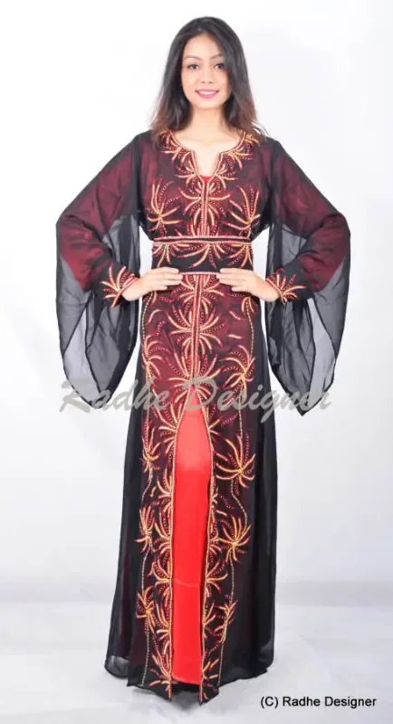 Picture of Radhe Designer White Georgette Kaftan Dress for Women - Y637