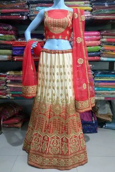 Picture of attractive designer indian bollywood lehenga choli silk