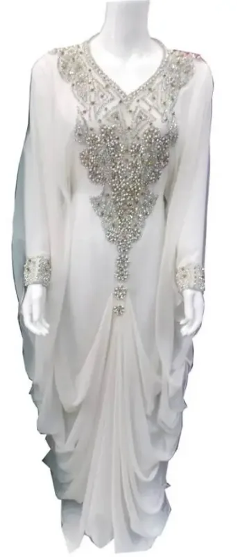 Picture of Radhe Designer White Georgette Kaftan Dress for Women - F9159