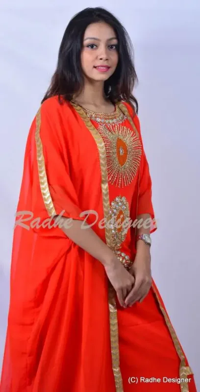 Picture of Radhe Designer Multicolor Georgette Kaftan Dress for Women - Y859