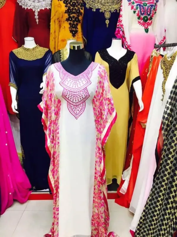 Picture of Radhe Designer White Georgette Kaftan Dress for Women - F1684