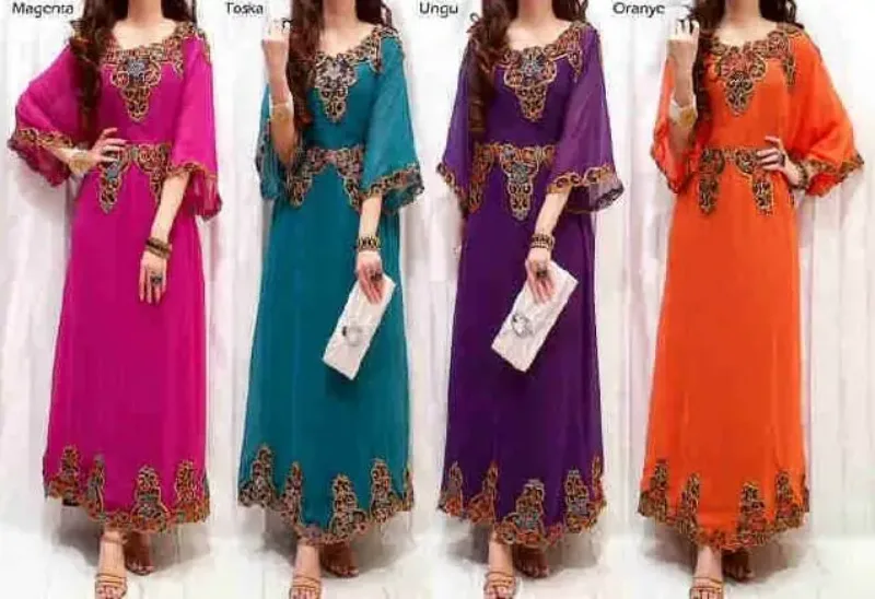 Picture of Radhe Designer Yellow Georgette Kaftan Dress for Women - F9134