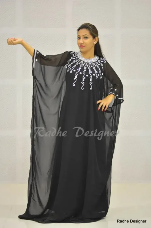 Picture of White Georgette Kaftan Dress for Women - Look 7571