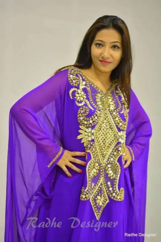 Picture of Black Georgette Kaftan Dress for Women - Look 7572