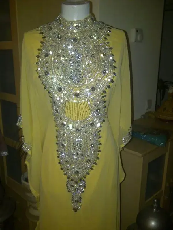 Picture of Radhe Designer Gold Georgette Kaftan Dress for Women - F7905