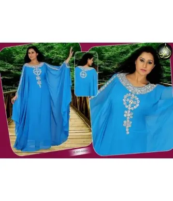 Picture of fashionable royal blue colour farasha kaftan at dress p