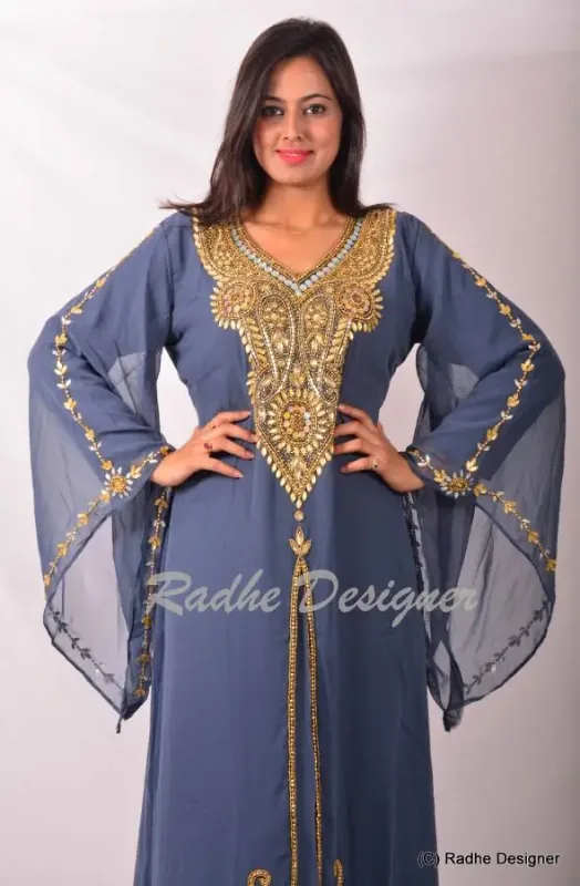 Picture of Radhe Designer Black Georgette Kaftan Dress for Women - Y1055