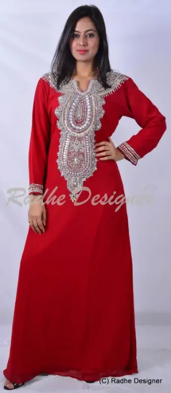 Picture of Radhe Designer White Georgette Kaftan Dress for Women - Y869