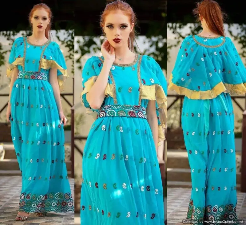 Picture of Radhe Designer Yellow Georgette Kaftan Dress for Women - F10709