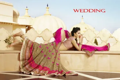 Picture of red floral motifs embroidered lehenga set with white d,