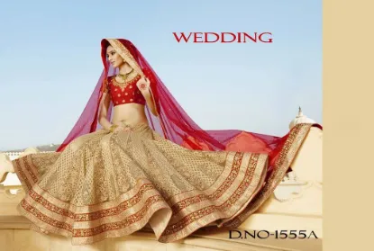 Picture of powder blue embroidered lehenga with drape blouse set,,