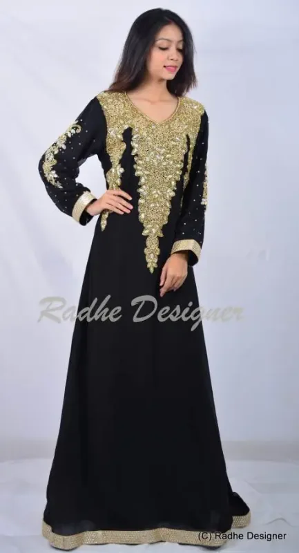 Picture of Radhe Designer White Georgette Kaftan Dress for Women - Y620