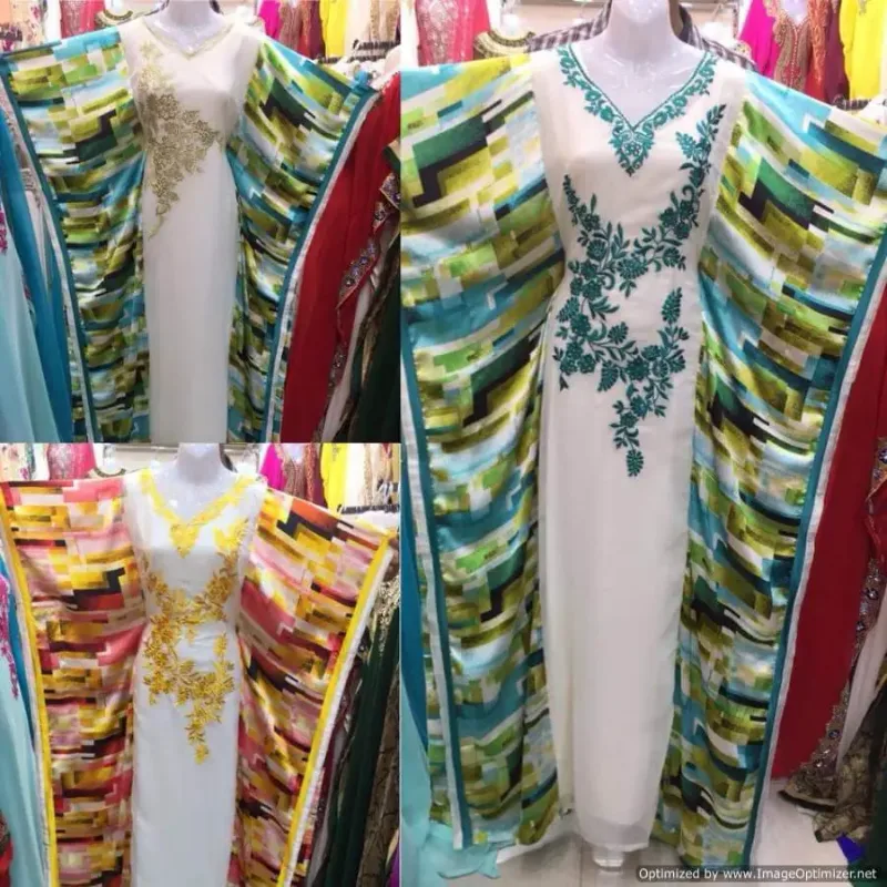 Picture of Radhe Designer White Georgette Kaftan Dress for Women - F2308