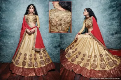 Picture of red and gold rose embroidered lehenga set,choli,leheng,